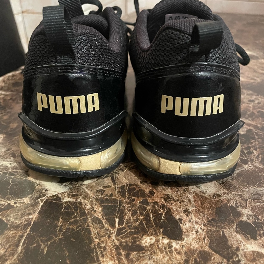 Black and Gold Puma Sneakers with leopard print!